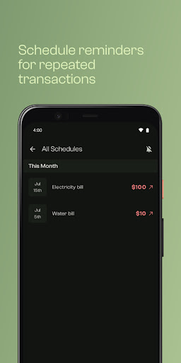 Screenshot: Schedule reminders for repeated transactions